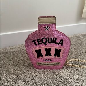 Pink Glitter Tequila Bottle Bag